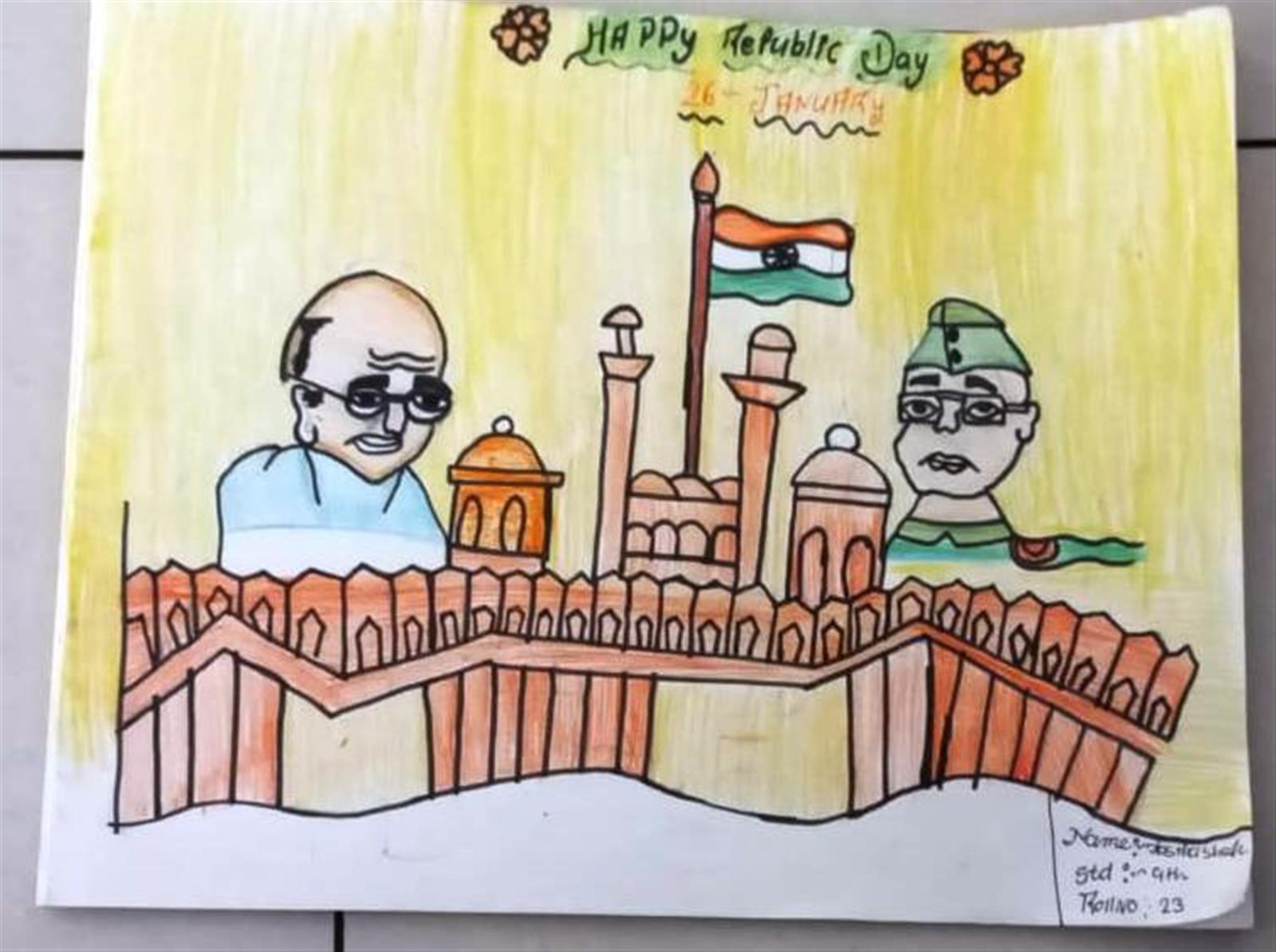 26 january Republic day concept with a boy holding indian flag India Gate  Taj Mahal Gateway Of India Mumbai. 2250611 Vector Art at Vecteezy